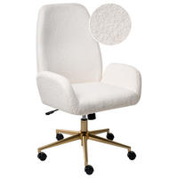BÜROSTUHL Bouclé Weiß Clare - Weiß, Textil (62/100/64cm) - Beliani