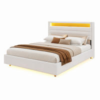 BETT mit hydraulischem Stauraum 160x200 cm Leinen Beige - Beige, Metall (160/200cm) - Beauniv