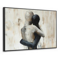 LEINWAND Bilder mit Rahmen - Abstrakt - Liebe - Schwarz und weiß - Modern - 140x90 - Schwarz, Textil (140/90cm) - MuchoWow