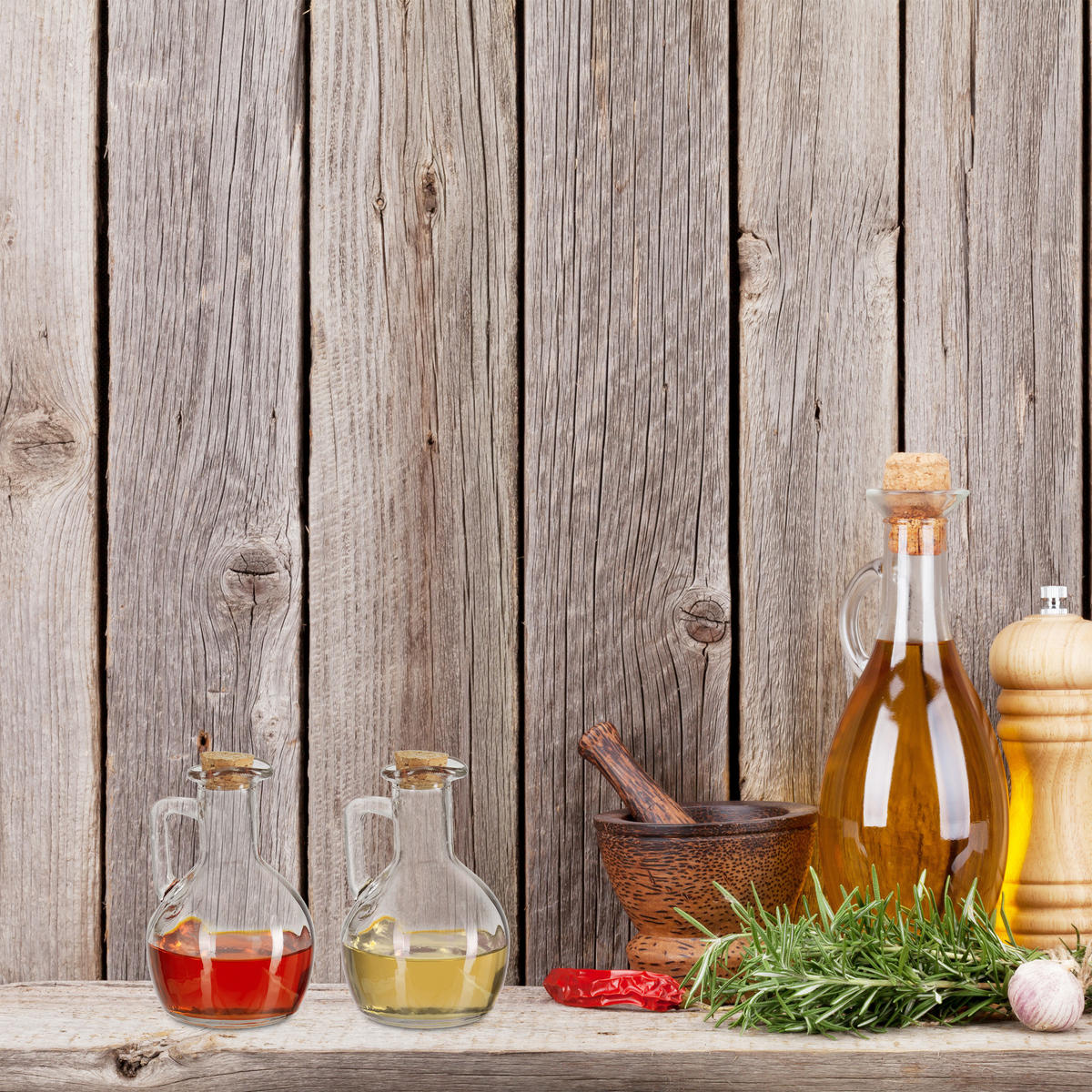 2xESSIGKANNE - Transparent, Glas/Naturmaterialen (7.5/11.5/7.5cm) - Relaxdays