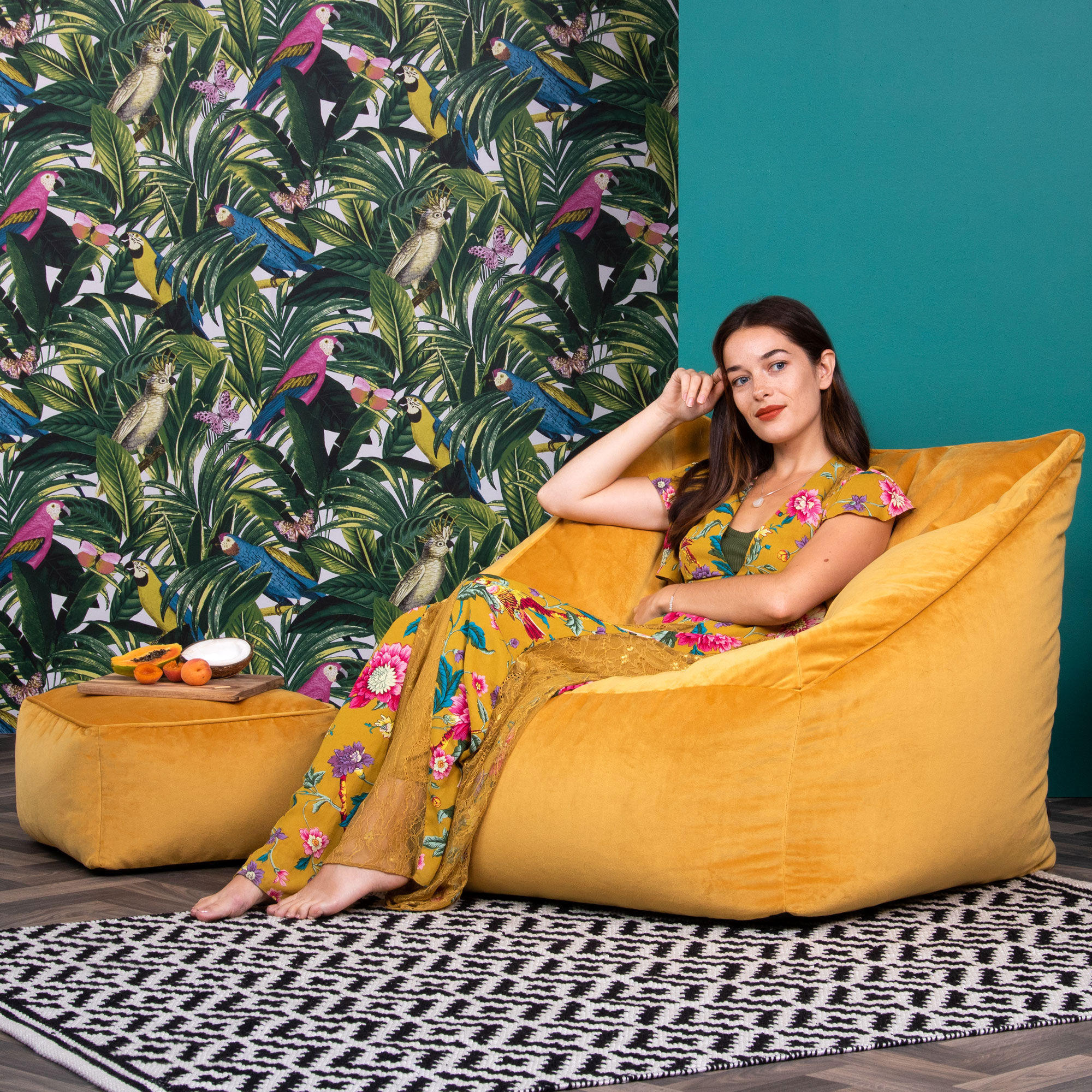 SITZSACK Sessel mit Sitzpouf - Gelb, Kunststoff (100/80/88cm) - icon