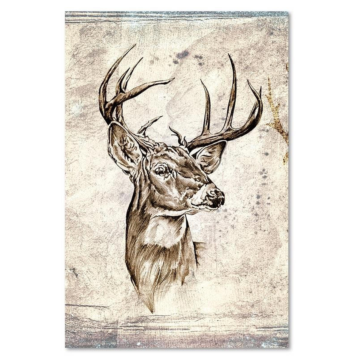 LEINWANDBILD Hirsch-Skizze 1-teilig - Grau, Textil (70/100cm) - Feeby