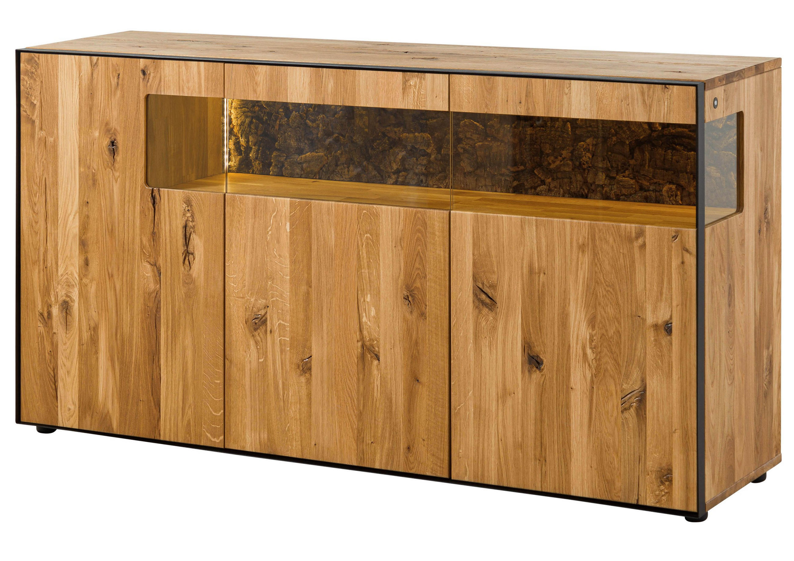 SIDEBOARD Wildeiche 200x45x87 natur geölt STARNBERG #16 - Braun, Holz (200/87/45cm) - Massivmoebel24