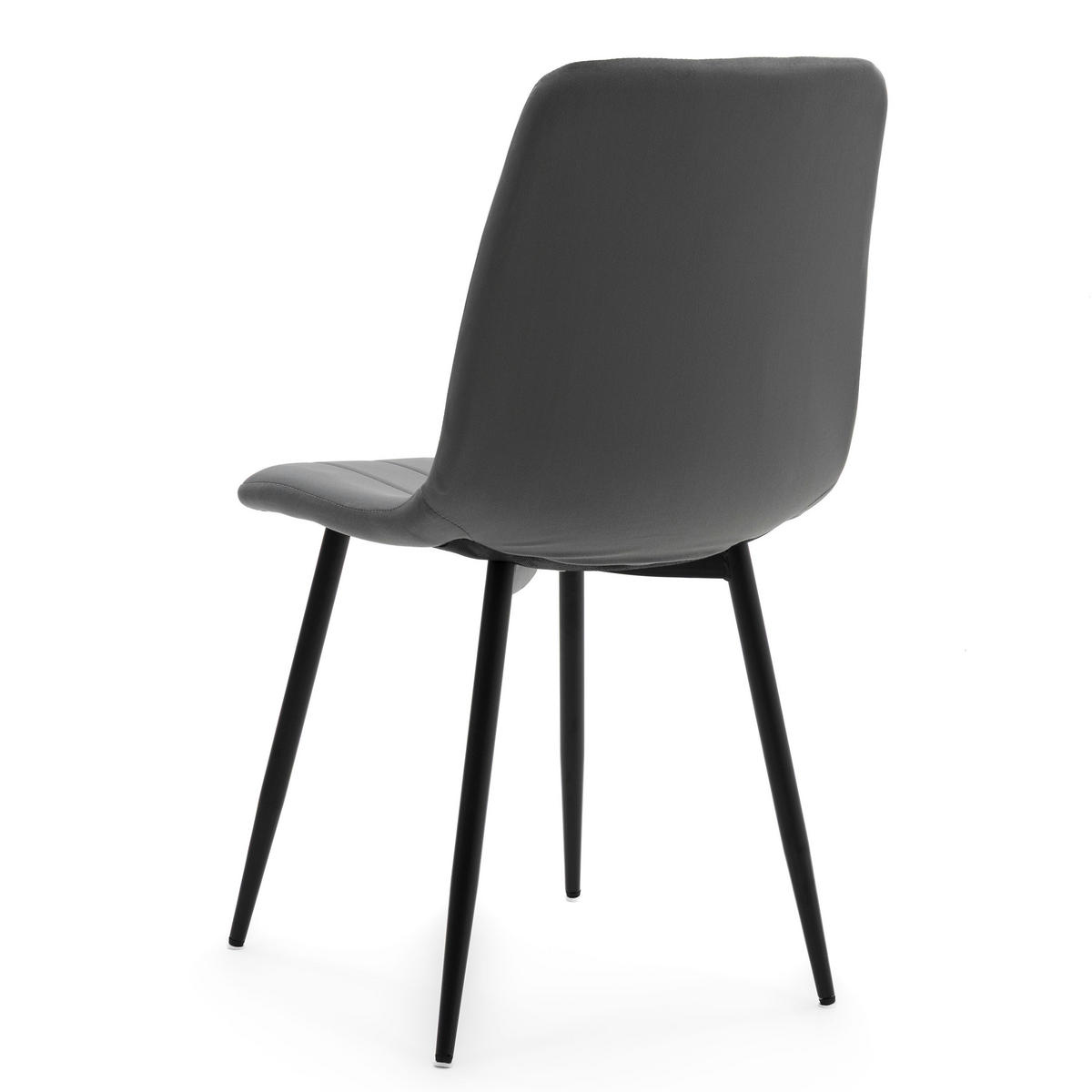 STUHL GELA gepolstert mit Steppung - grau - Samt Velours - Schwarz/Grau, Textil/Metall (45/89/53cm) - NEW HOME