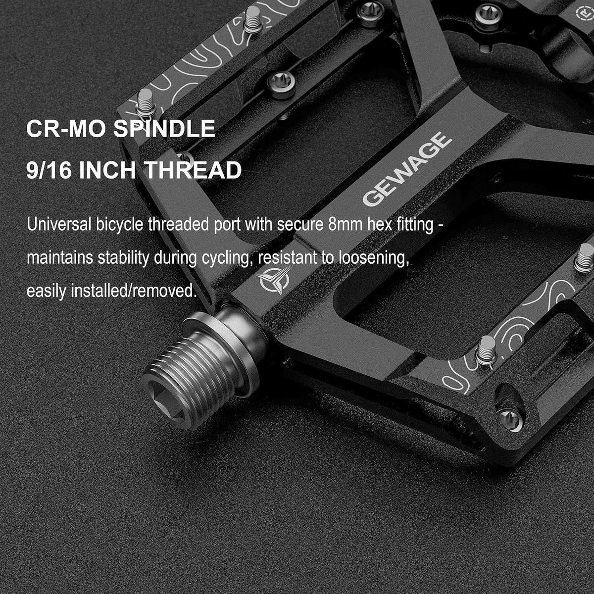 FAHRRADPEDALE Set – Flat Pedale für Mountainbike & Gravel Bike, rutschfest, Aluminium, Schwarz - Schwarz, Metall (10/2/12cm)