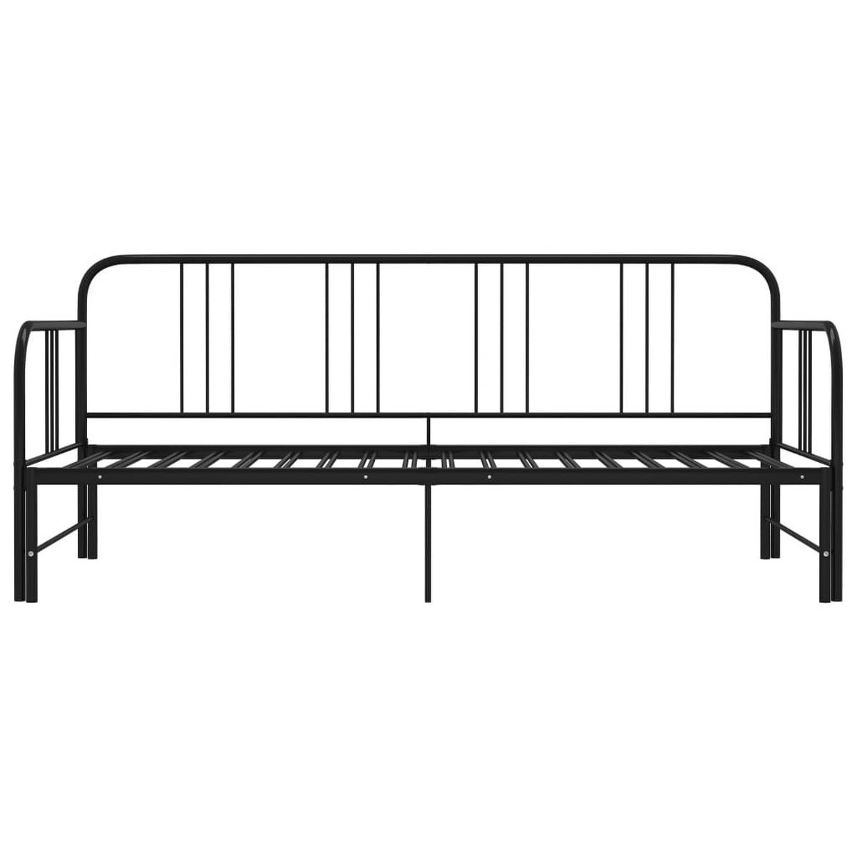 TAGESBETT Ausziehbar Schwarz Metall 90/200 Cm - Schwarz, Metall - vidaXL