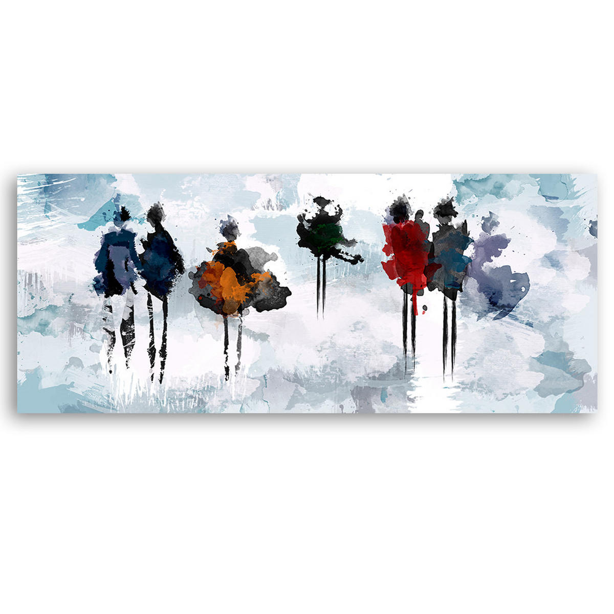 LEINWANDBILD Abstrakte Frauen 90x30cm - Multicolor, Textil (90/30cm) - Feeby