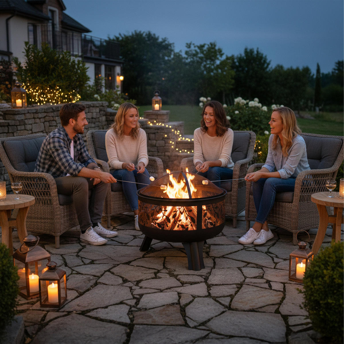 FEUERSCHALE - Schwarz, Metall (60/60/60cm) - Relaxdays