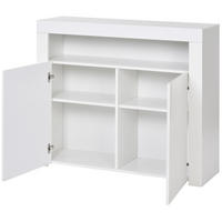 SIDEBOARD 108/40/92 cm in Weiß mit LED-Beleuchtung und Hochglanz-Front - Weiß, Holzwerkstoff (108/92/40cm) - Flora Grace