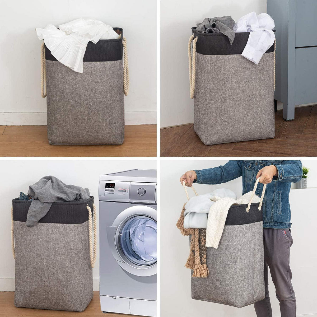 WÄSCHEKORB faltbar 78L Schwarz/Grau 60 x 42 x 31 cm - Multicolor, Textil (31/60/42cm)
