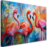WANDBILD flamingos vögel tiere abstrakt bunt - Multicolor, Textil (60/40cm) - Feeby