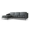 ECKSOFA Links Chenille Stoff Grau - Schwarz/Graphitfarben, Textil/Metall (160/264cm) - Makamii