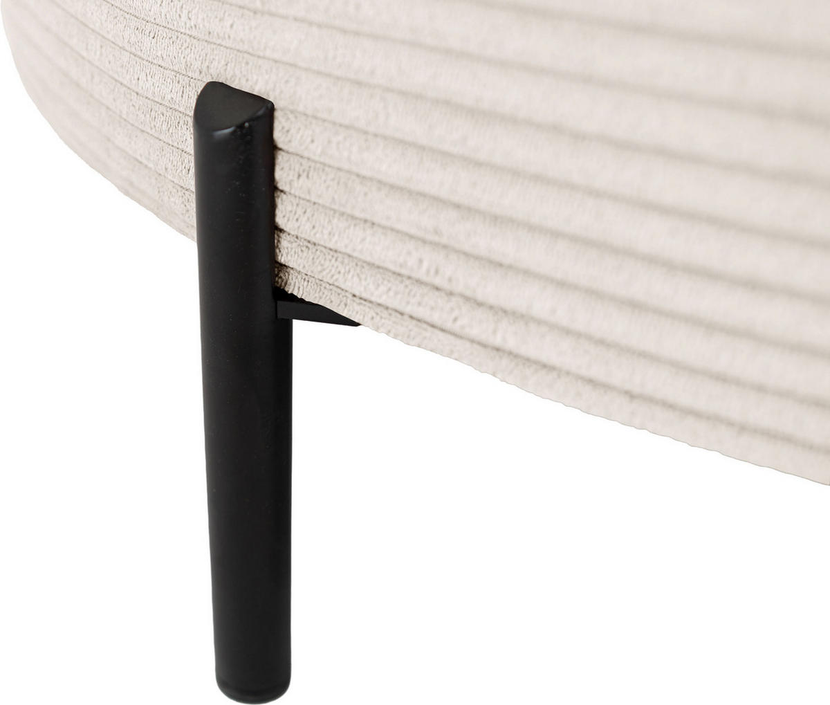 ECKSOFA Hana Loft 3-Sitzer Ecke Rechts, Cordstoff Chenille, Creme 241/80/168 cm - Creme/Schwarz, Textil/Metall (241/168cm) - WFL GROUP