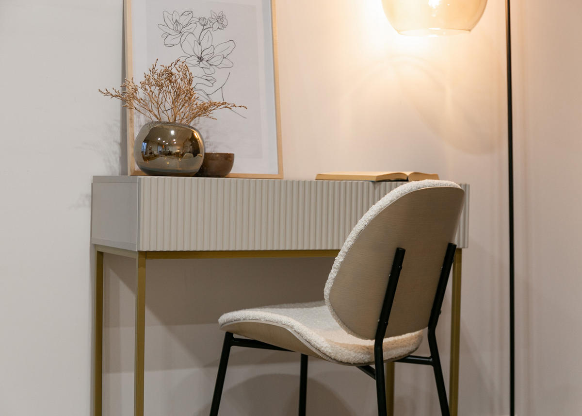 KONSOLENTISCH Veldio Graubeige mit goldenen Beinen 90 cm - Greige/Goldfarben, Holzwerkstoff/Metall (35.6/90/79cm) - Selsey