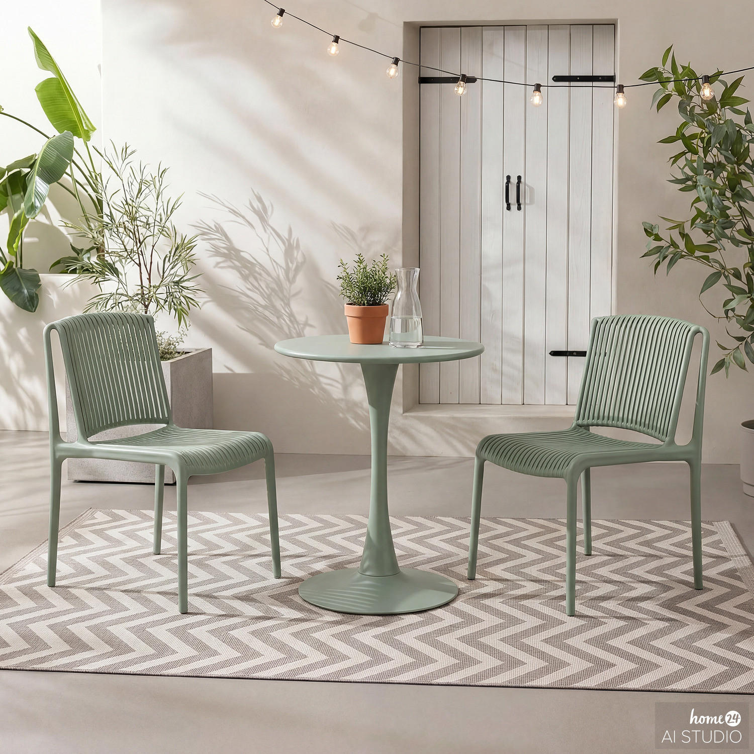 GARTENSTUHL - 2er-Set - Polypropylen - Salbeigrün, Kunststoff (53/83/56cm) - home24