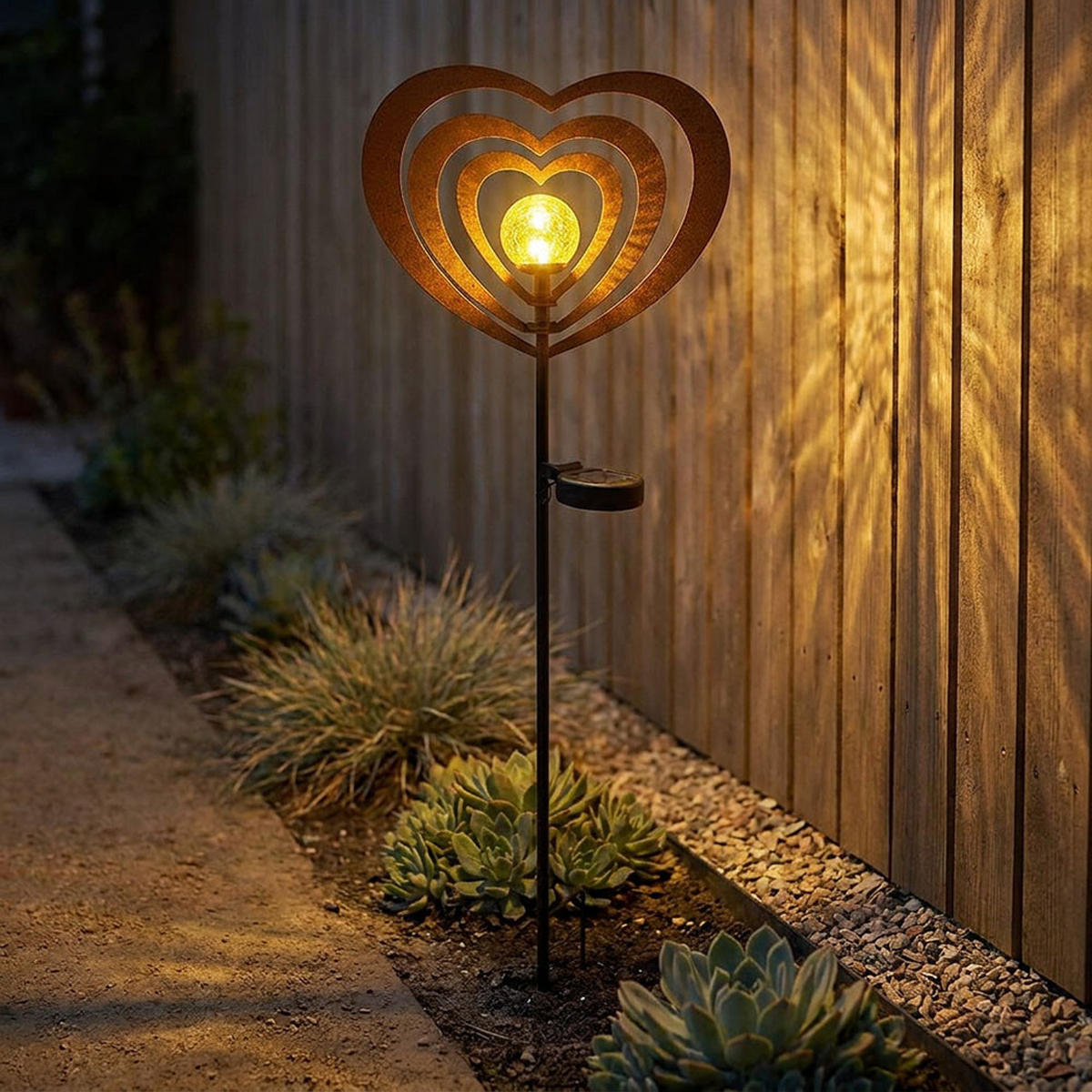 SOLARLEUCHTE LED Metall rostfarben Glaskugel matt - Schwarz, Glas (28/6/82cm) - Globo Lighting