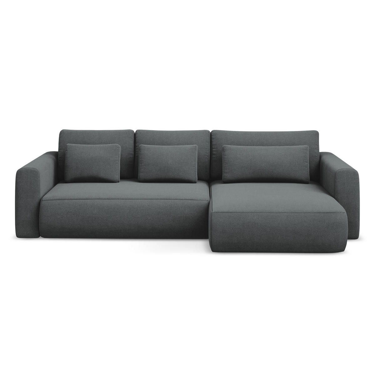 ECKSOFA mit Schlaffunktion Strukturstoff Stoff Grau - Schwarz/Grau, Kunststoff/Textil (278/149cm) - LaMiaSofa