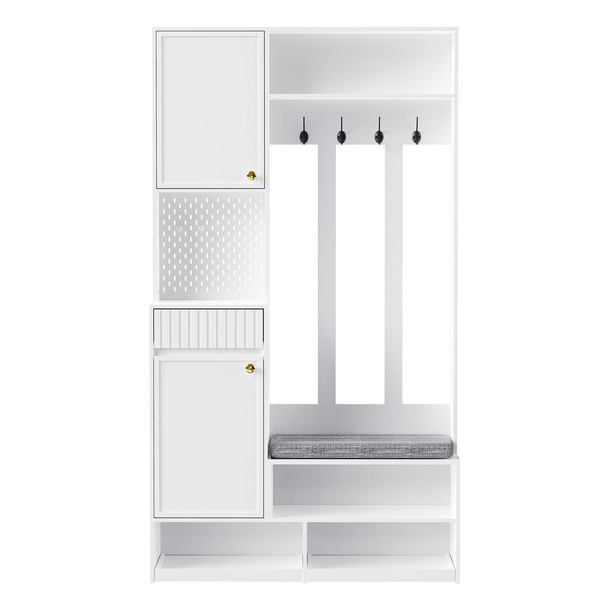 GARDEROBENSET mit Sitzbank 100 x 35 x 180 cm MDF Weiß - Weiß, Holzwerkstoff (35/180/100cm) - Beauniv