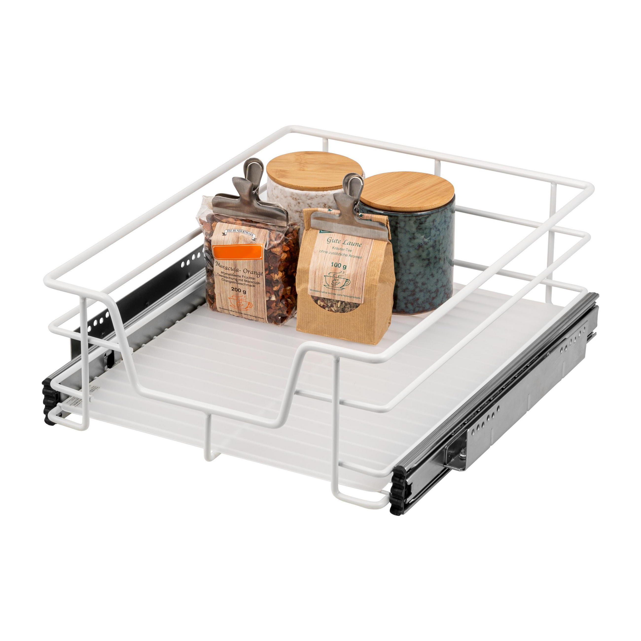 TELESKOPSCHUBLADE 45 cm, weiß, Metall - Weiß, Metall (42/14/44cm) - bremermann