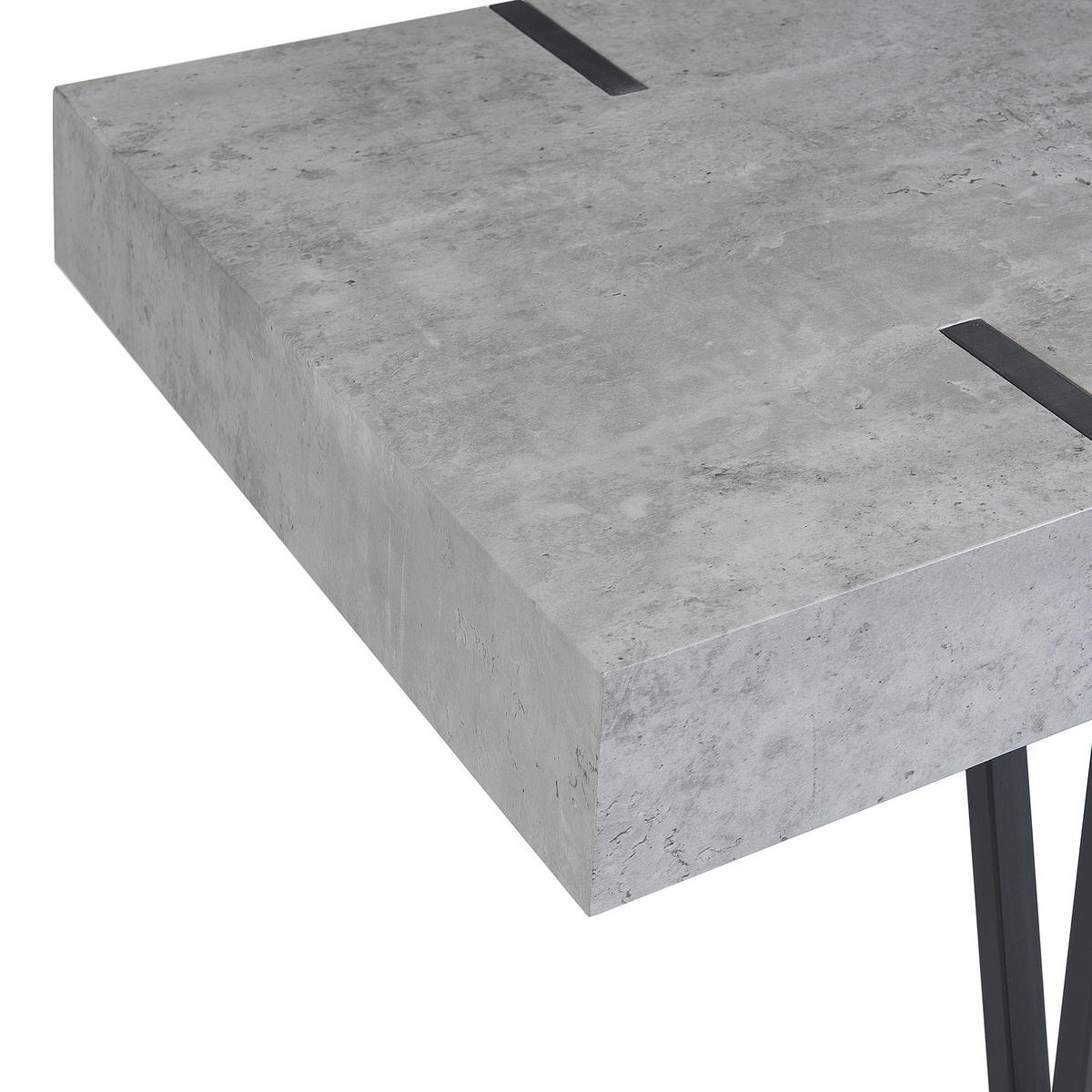 COUCHTISCH Betonoptik/Schwarz rechteckig 60/100 cm Adena - Hellgrau/Schwarz, Holzwerkstoff (100/60/43cm) - Beliani
