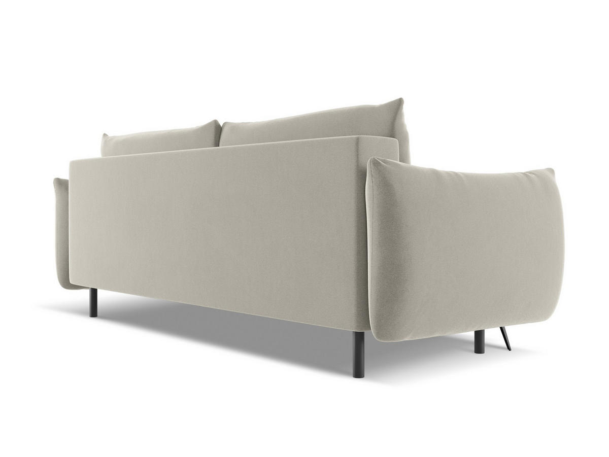 3-SITZER SOFA mit Schlaffunktion Samt Stoff Creme - Perlmutt/Creme, Textil/Metall (230/86/105cm) - Makamii