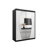 SCHWEBETÜRENSCHRANK 200/150/62 2-türig - Silberfarben/Schwarz, Holz/Kunststoff (150/200/62cm) - Abiks Möbel