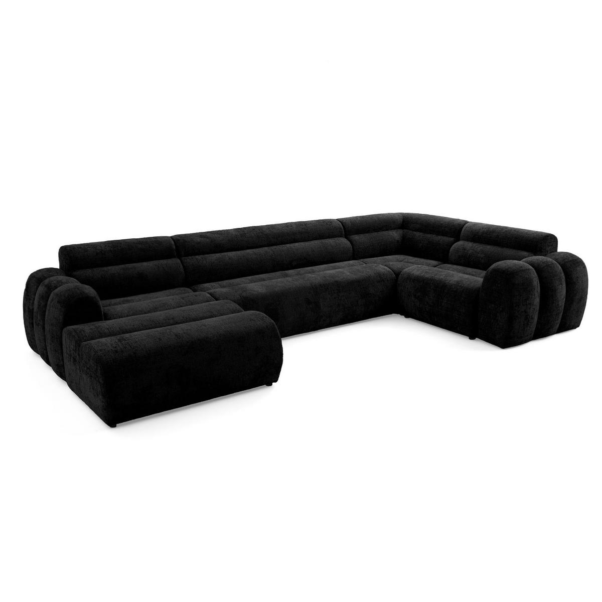 6-SITZER modulares Wohnlandschaft U XXL VEER SET 3 Rechts, 368 x 200 cm, Chenille Webstoff Anthrazit - Anthrazit/Schwarz, Holz/Kunststoff (200/75/368cm) - Muffo