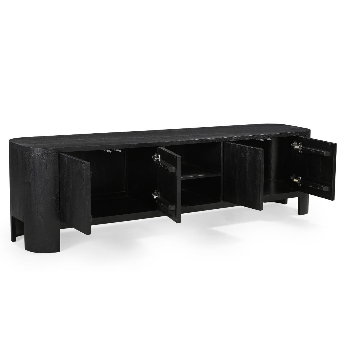 TV-MÖBEL aus Mangoholz 200cm, schwarz - Schwarz, Holz (200/55/40cm) - Giga Meubel