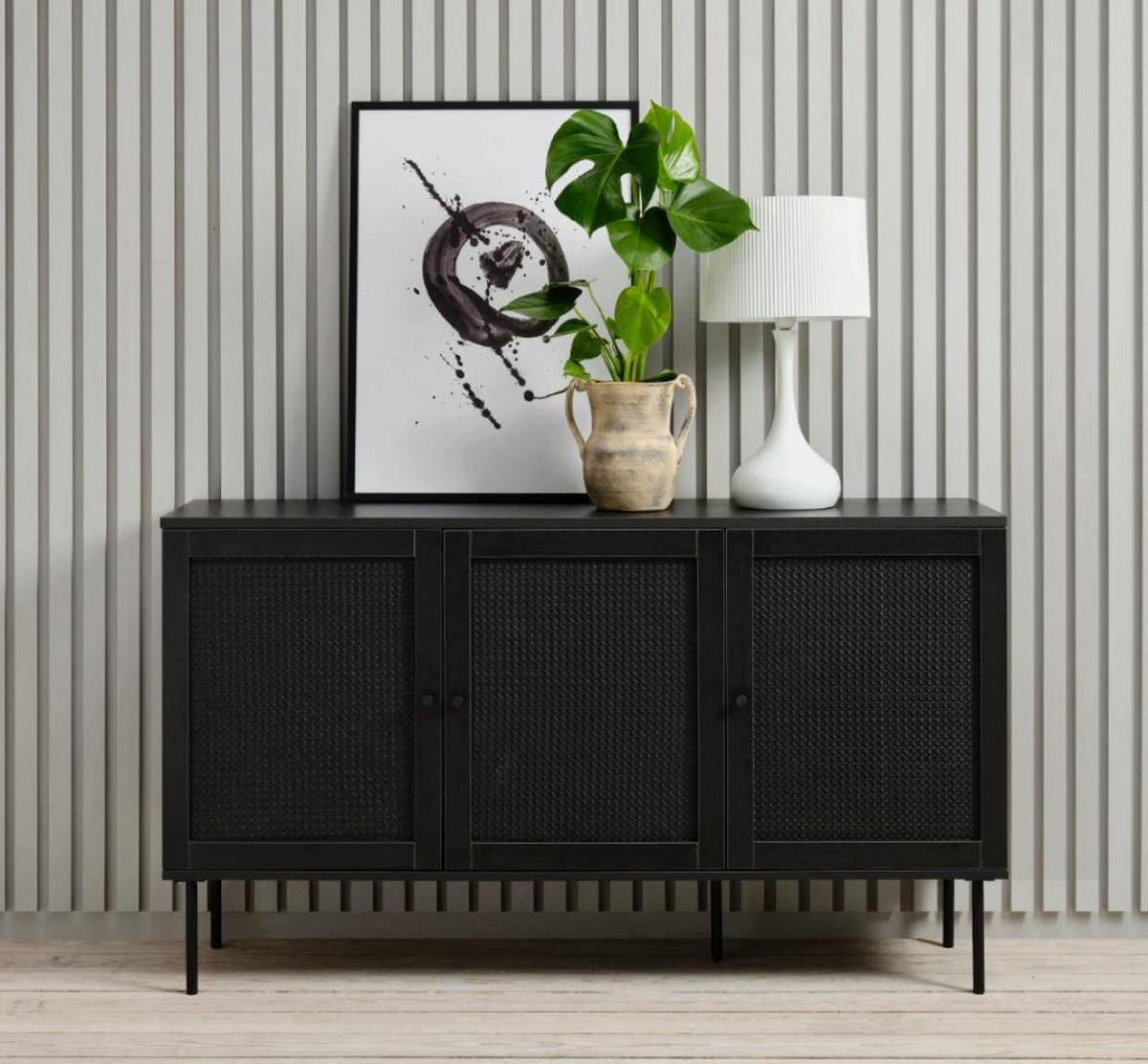 SIDEBOARD Mogest 3-türig 140 cm - Schwarz, Holzwerkstoff/Kunststoff (140/80/40cm) - Selsey