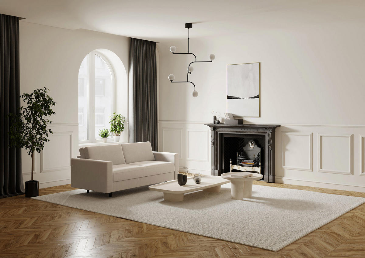 SCHLAFSOFA EXPRESS Dunlopillo Stoff beige 140 cm - Beige, Textil (180/87/100cm) - Sia Home