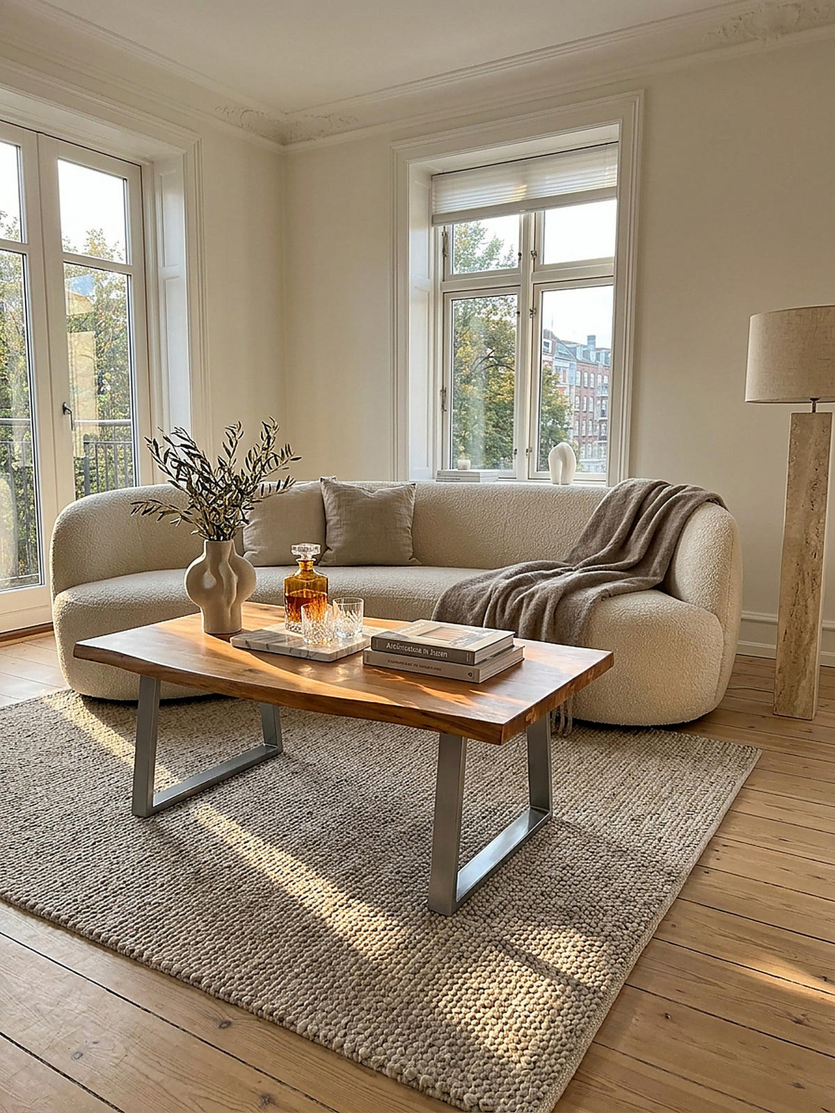 COUCHTISCH aus Akazie Massivholz mit Metall-Trapezbeinen und Baumkante im Design-Stil, Akazie-Silber 120x60x46 cm - Silberfarben/Akaziefarben, Holz/Metall (60/120/46cm) - KADIMA DESIGN
