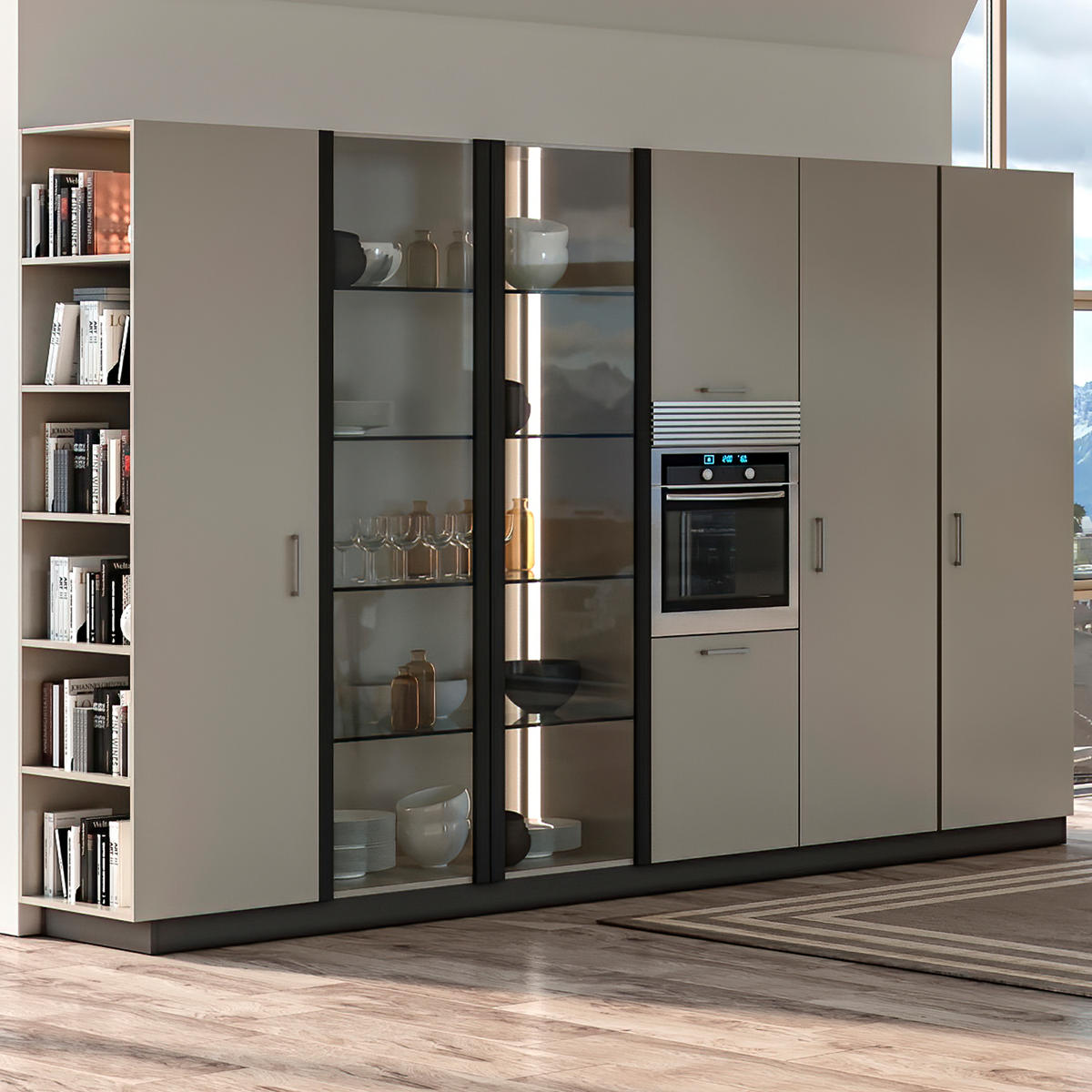 LÜFTUNGSGITTER für Backofen, Modul 600mm, Kunststoff und Aluminium, matt eloxiert - Dunkelgrau, Kunststoff (1/12/59.8cm) - EMUCA