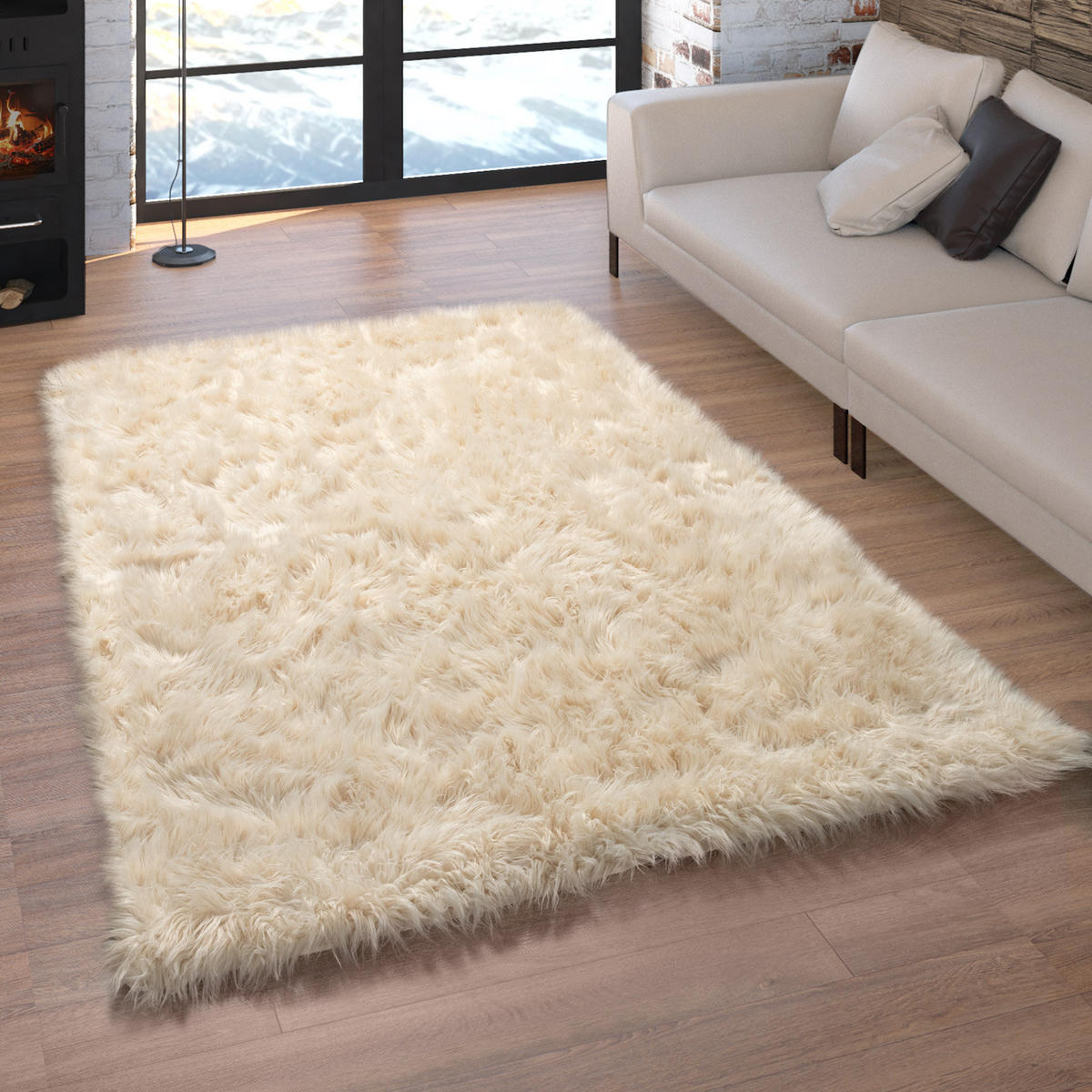 HOCHFLORTEPPICH 60/100 cm Playa 960 - Creme, Textil (60/100cm) - Paco Home