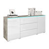 SIDEBOARD Vera 150 mit RGB LED Beleuchtung - Weiß Hochglanz/Hellgrau, Holzwerkstoff (150/66/40cm) - MIRJAN24
