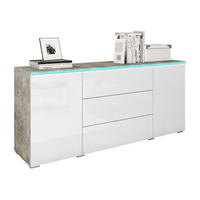 SIDEBOARD Vera 150 mit RGB LED Beleuchtung - Weiß Hochglanz/Hellgrau, Holzwerkstoff (150/66/40cm) - MIRJAN24