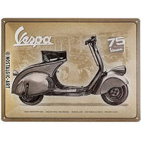 BLECHSCHILD 30/40 cm Vespa 75 Years Anniversary - Multicolor, Metall (40/30/0.2cm) - Nostalgic-Art
