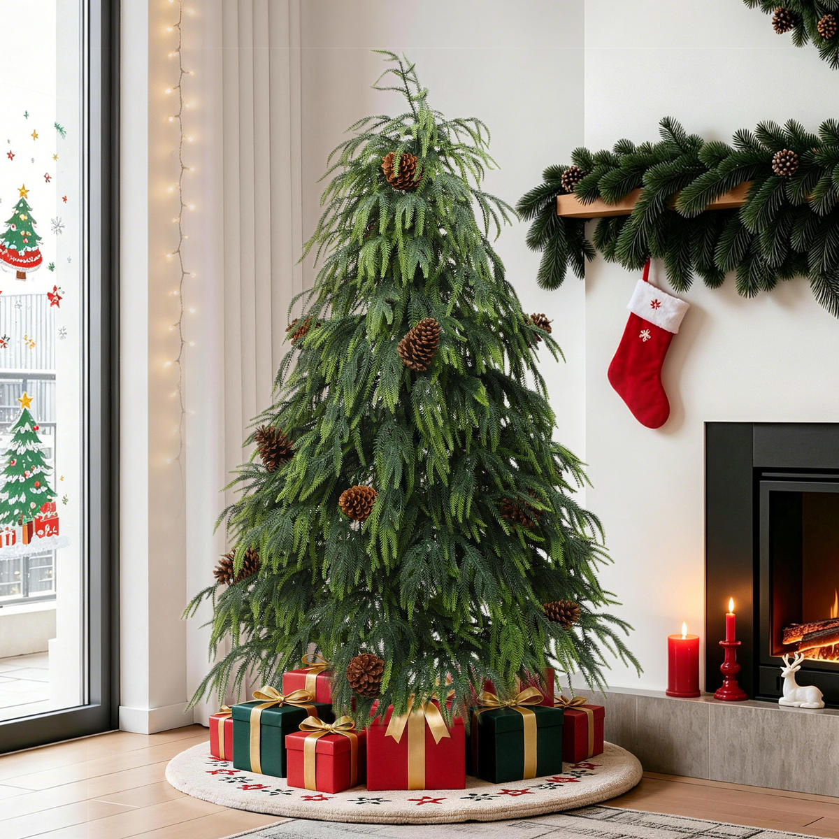 WEIHNACHTSBAUM 150 cm Norfolk-Optik, 3070 PE-Zweigspitzen - Grün, Kunststoff (150cm) - Hometopia