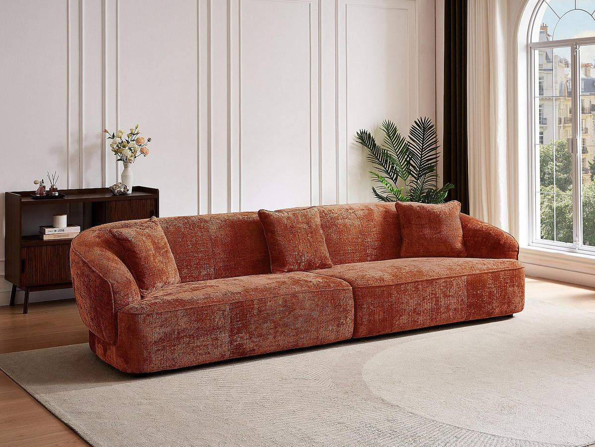 4-SITZER-SOFA aus strukturiertem Stoff – Terrakotta – ZULIAKA - Braun, Textil (320/80/108cm) - Vente-Unique