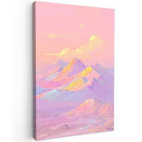 LEINWANDBILD Berggipfel - Wolken - Verträumt Deko XXL 80x120 cm - Hellrosa, Textil (80/120cm) - MuchoWow