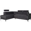 ECKSCHLAFSOFA Kordian links schwarz - Schwarz, Textil (250/200cm) - Beautysofa