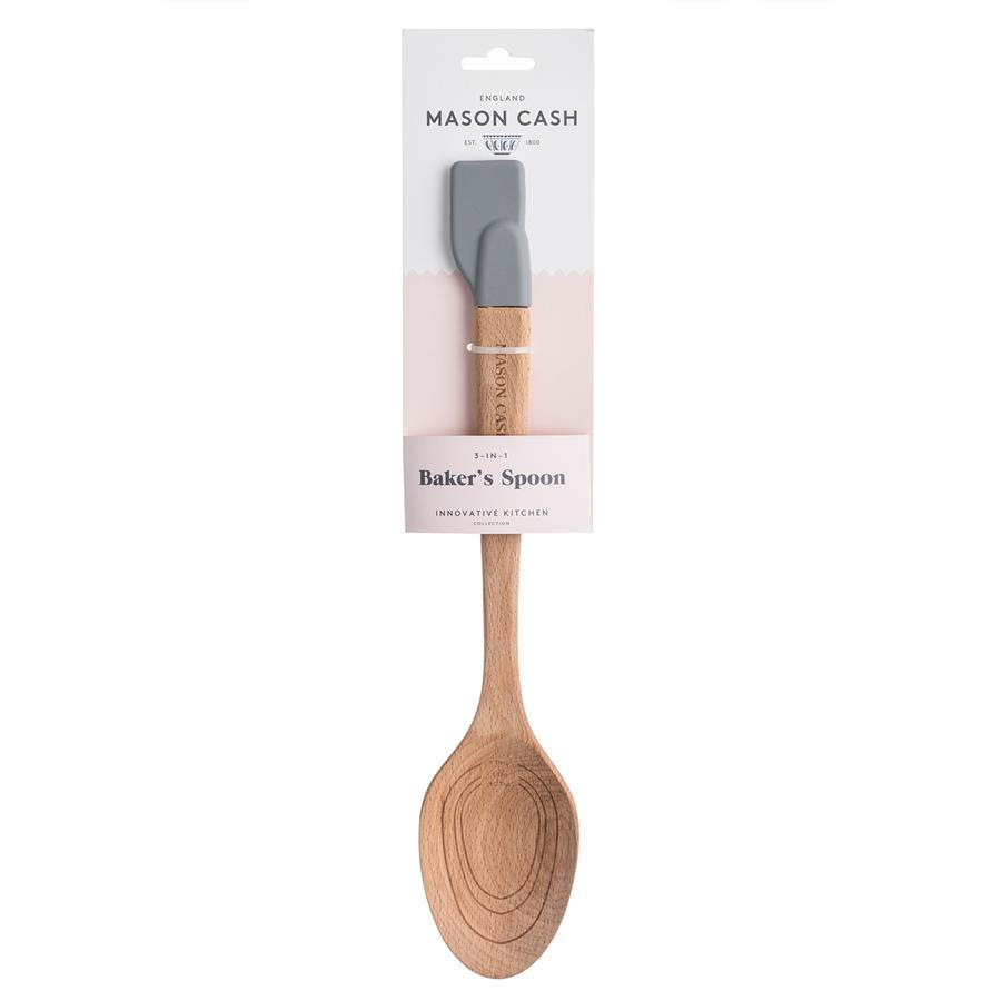 KOCHLÖFFEL mit Spatel 3-IN-1 - Buchefarben, Holz (34cm) - Mason Cash