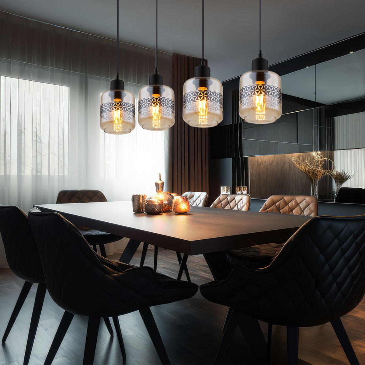 LED HÄNGELEUCHTE Metall Schwarz - Schwarz, Glas (71/11/120cm) - Globo Lighting