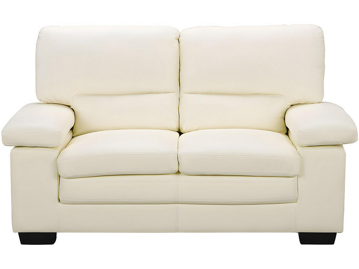 COUCHGARNITUR mit Sessel - 6 Personen - leder - elfenbeinfarben Mimas - Weiß, Leder (162/97/89cm) - Vente-Unique