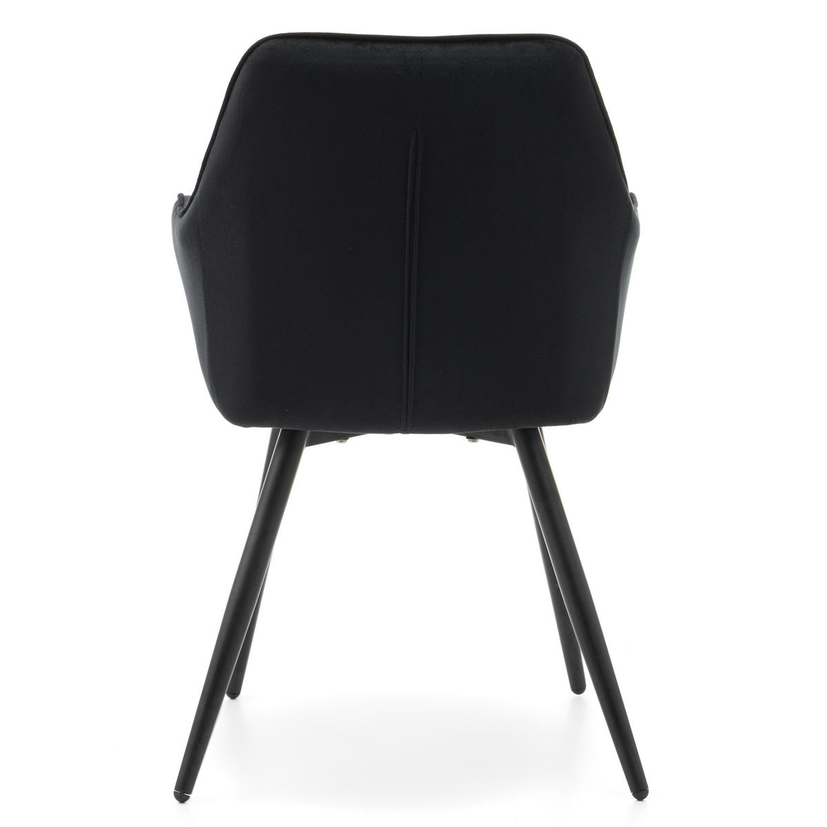 STUHL VASTO gepolstert mit Steppung - schwarz - Samt Velours - Schwarz, Textil/Metall (58/87/60cm) - NEW HOME