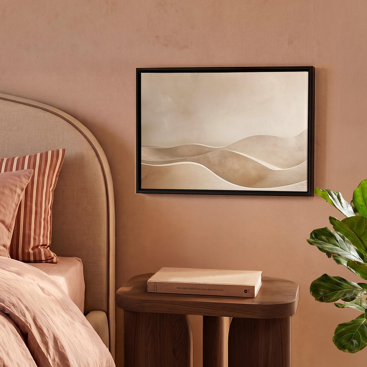 LEINWAND Bilder mit Rahmen - Beige - Natur - Abstrakt - Modern - 40x30 - Beige, Textil (40/30cm) - MuchoWow