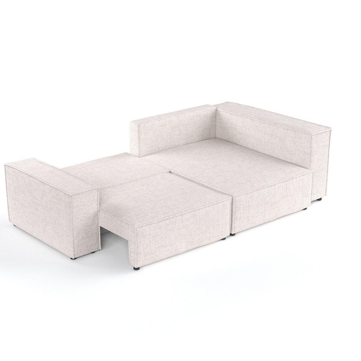 ECKSOFA AVION mit Schlaffunktion Hellbeige im Neve Stoff - Sandfarben/Schwarz, Holz/Holzwerkstoff (253/148cm) - AltaBeds