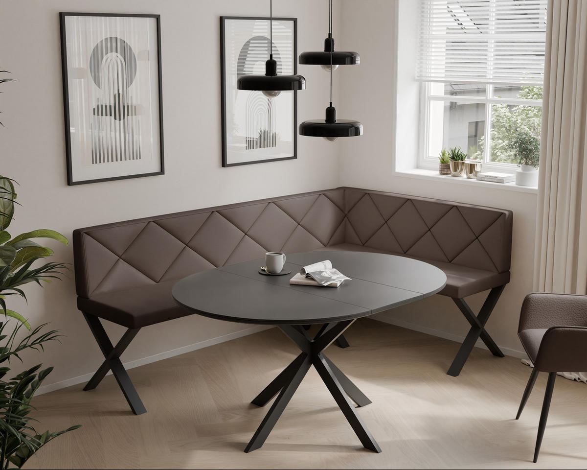 ECKBANK rechts VERO X Kunstleder gesteppt, 168/128 cm Braun - Braun, Kunststoff/Textil (128/168cm) - Idohome
