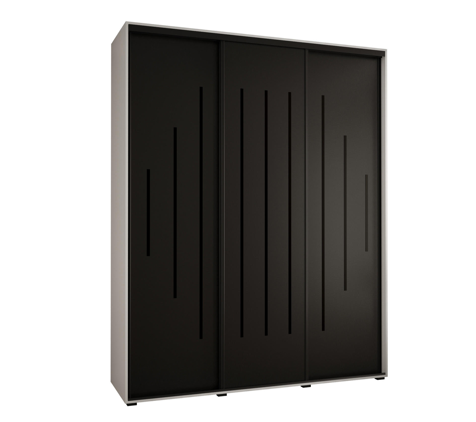 SCHWEBETÜRENSCHRANK 235,2/200/60 3-türig - Schwarz/Weiß, Holz/Metall (200/235/60cm) - Abiks Möbel