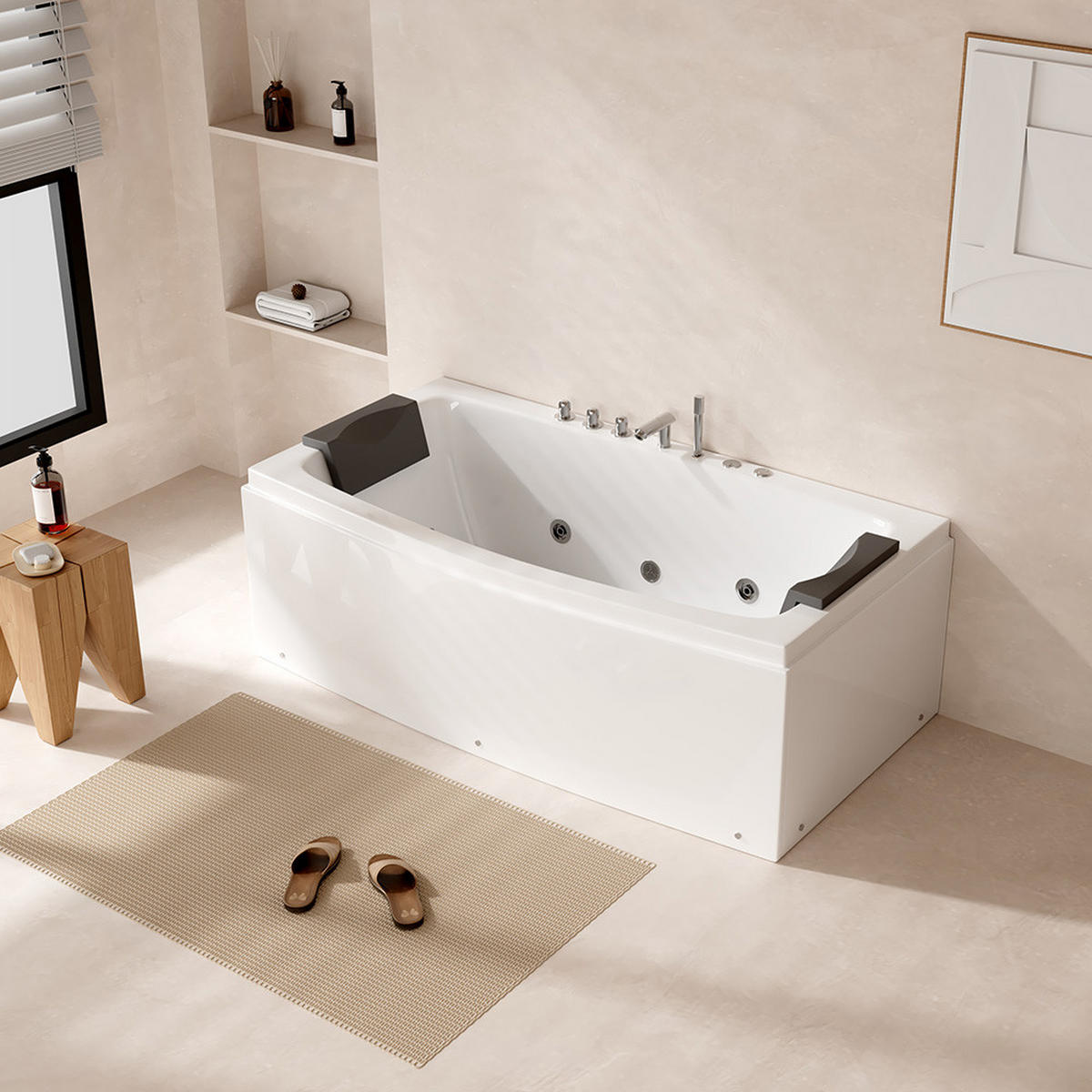 WHIRLPOOL NOOR - Weiß, Keramik (173/84/80cm) - Home Deluxe