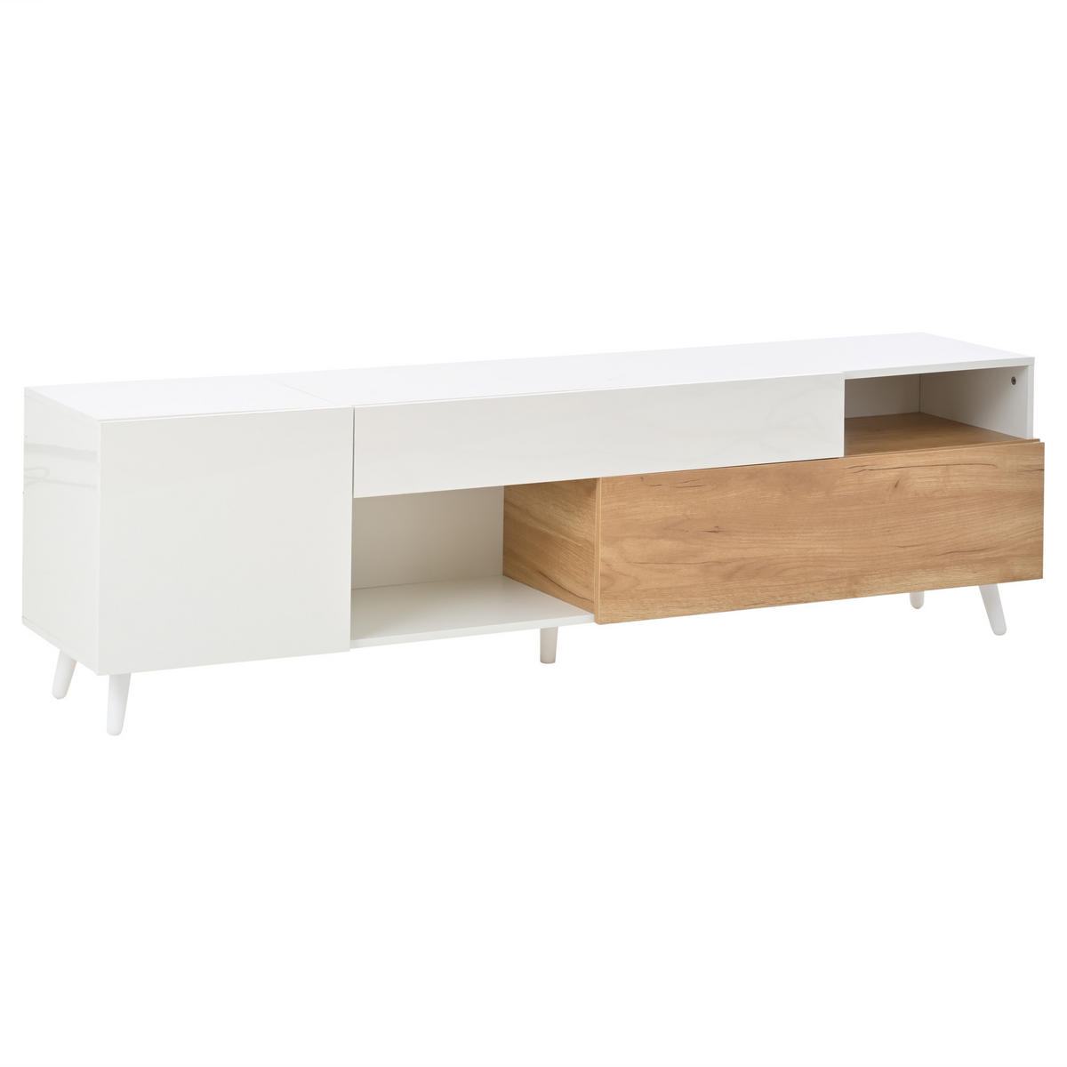 LOWBOARD Weiß/Naturfarben 180/38/50 cm - Weiß, Holzwerkstoff (180/50/38cm) - PANGIVO
